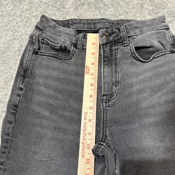 American‎ Eagle Stretch Women's Curvy Mom Jeans Size 00 Black Dark Wash Denim - Picture 3 of 11